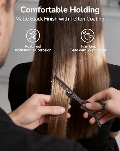 Professional Texturizing Shears - 30-Teeth Stainless Steel Thinning Scissors, Te