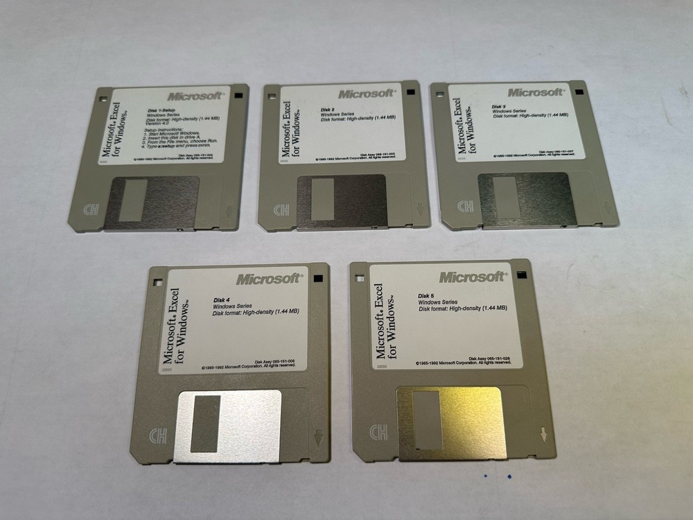 Microsoft Excel For Windows 3.5” Floppy Disc 1-5 1992 Version 4.0