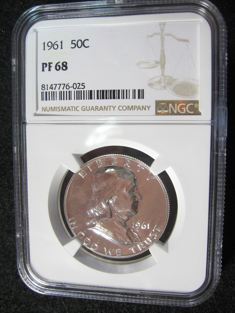 1961 FRANKLIN HALF DOLLAR - PROOF NGC PF 68  - Silver