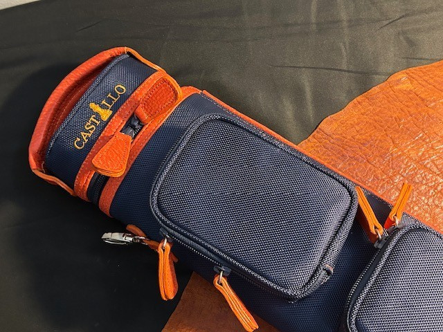 Gil Castillo CUE CASE 2x4 Navy Nylon/Orange Leather.