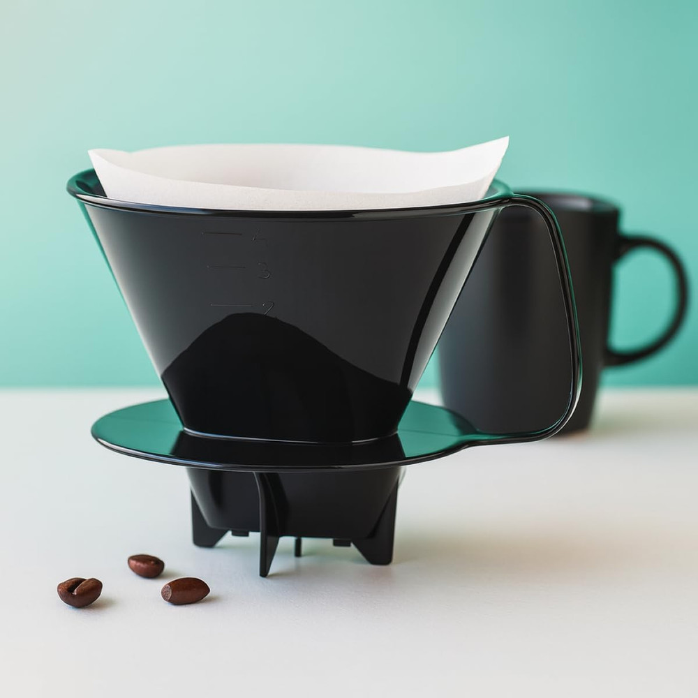 Pour-Over Coffee Brewing Filter Cone , Number 4-Size, Black , Brews