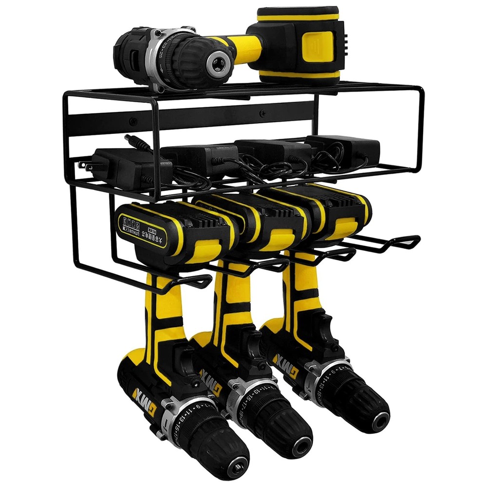 2 in 1 Large Power Tool Organizer Drill Holder Wall Mount Tool Storage Rack a...