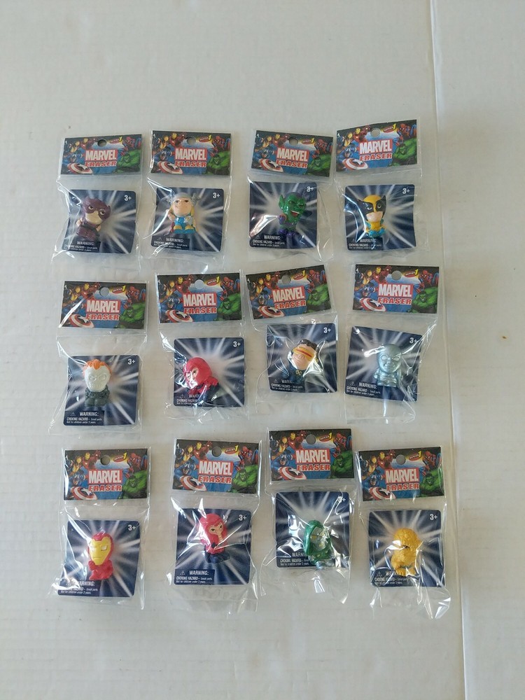 12 Marvel Character Erasers By Monogram New, Sealed