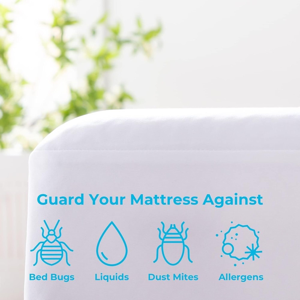 Waterproof Bed Bug Proof Mattress Encasement Queen Noiseless Soft Polyester