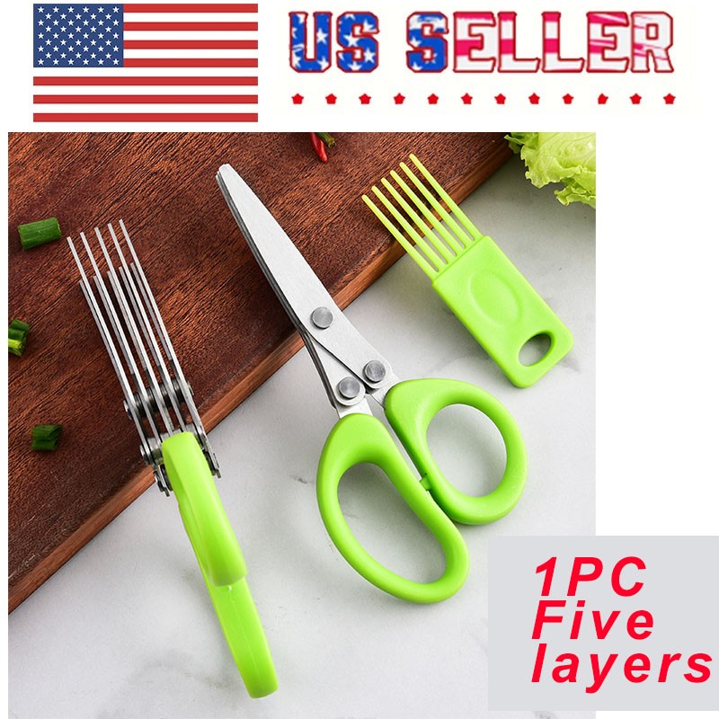 1Pc home kitchen scissors 5-layer multi functional green onion vegetable scissor