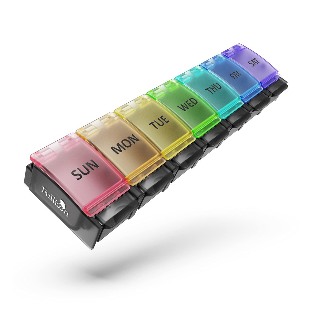 Fullicon Weekly Pill Box Organizer, 7 Day Tablet Boxes for Multicolor