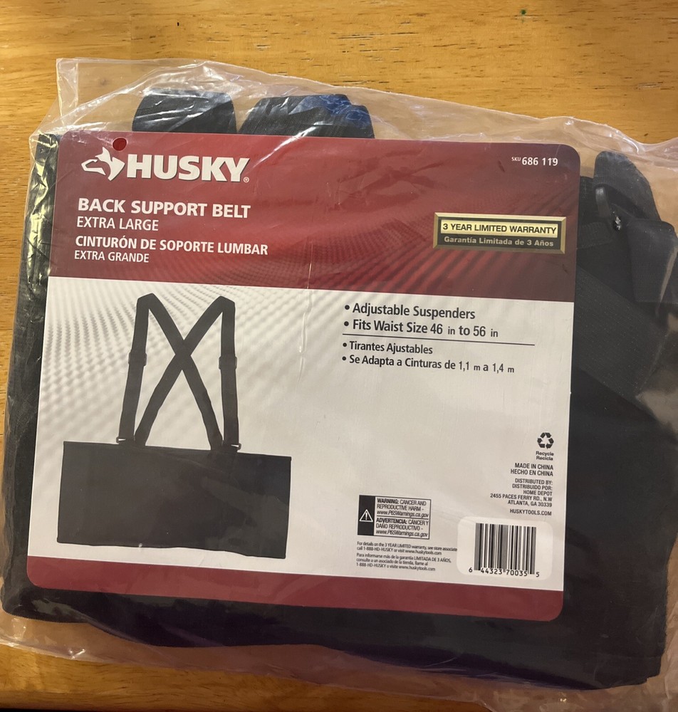 Husky Black Work Back Brace Support Belt Extra Large