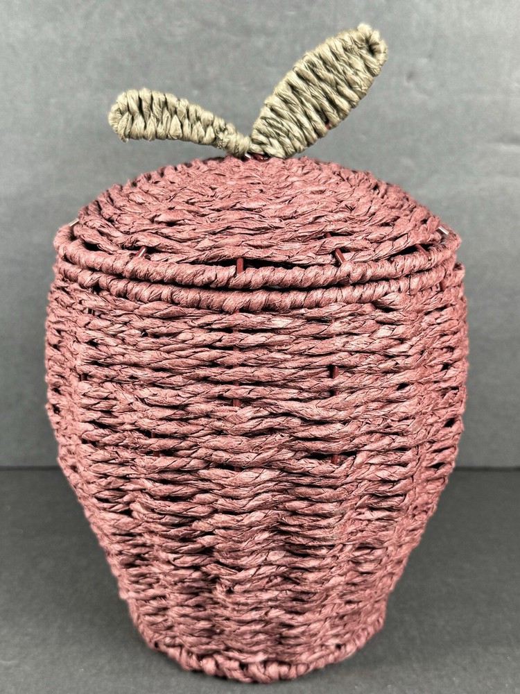 Apple Shaped Wicker Style Decorative Basket
