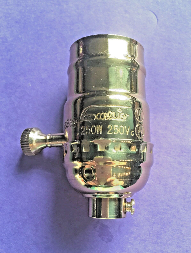 OLD STOCK INDUSTRIAL STYLE SOLID BRASS TURN KNOB 2 WAY MEDIUM BASE LAMP SOCKET