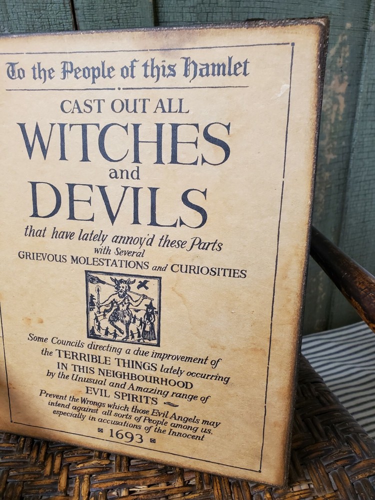 VINTAGE GOTH VICTORIAN PRIMITIVE STYLE HALLOWEEN WITCH DEVIL CAST OUT 1693 SIGN