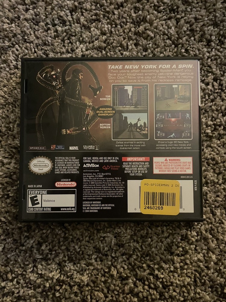 Spider-Man 2 CASE ONLY Nintendo DS 2004 No Game