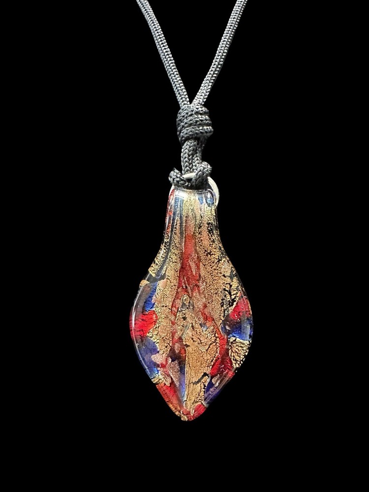 Stunning 2” Art Glass Pendant Adjustable Necklace