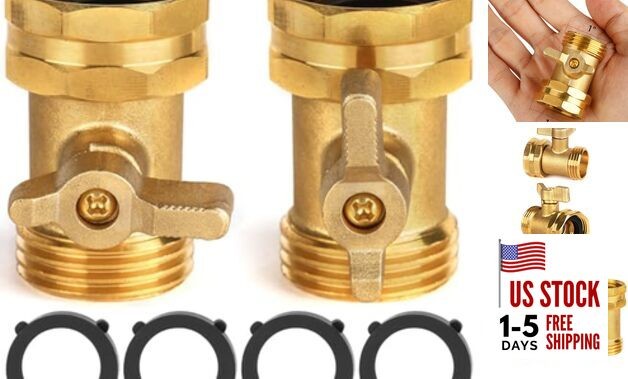 Garden Hose Shut Off Valve - Extended Handle - 3/4" Heavy Duty Solid 2 Pack