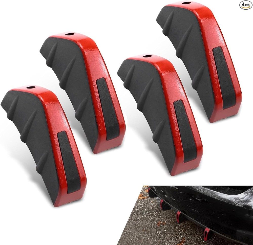 4 PCS Lower Bumper Lip Diffuser, Anti-scratch Triangular-shape Bump Color: Red
