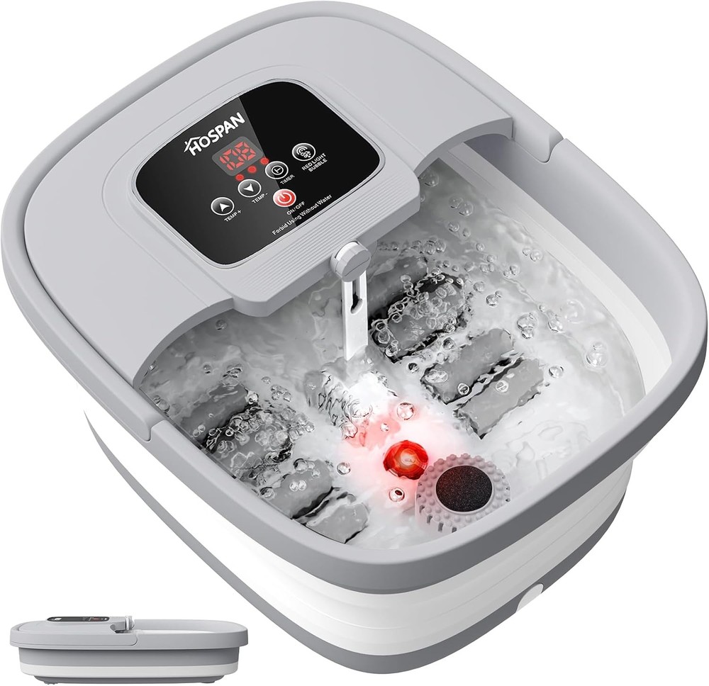 Collapsible Foot Spa W/ Heat Bubble Red Light & Temperature Control Foot Bath