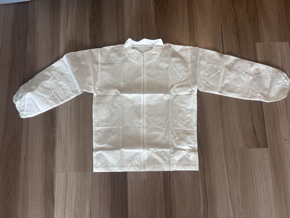 Black Disposable SMS Lab Jackets Snaps Knit Cuffs 50 P