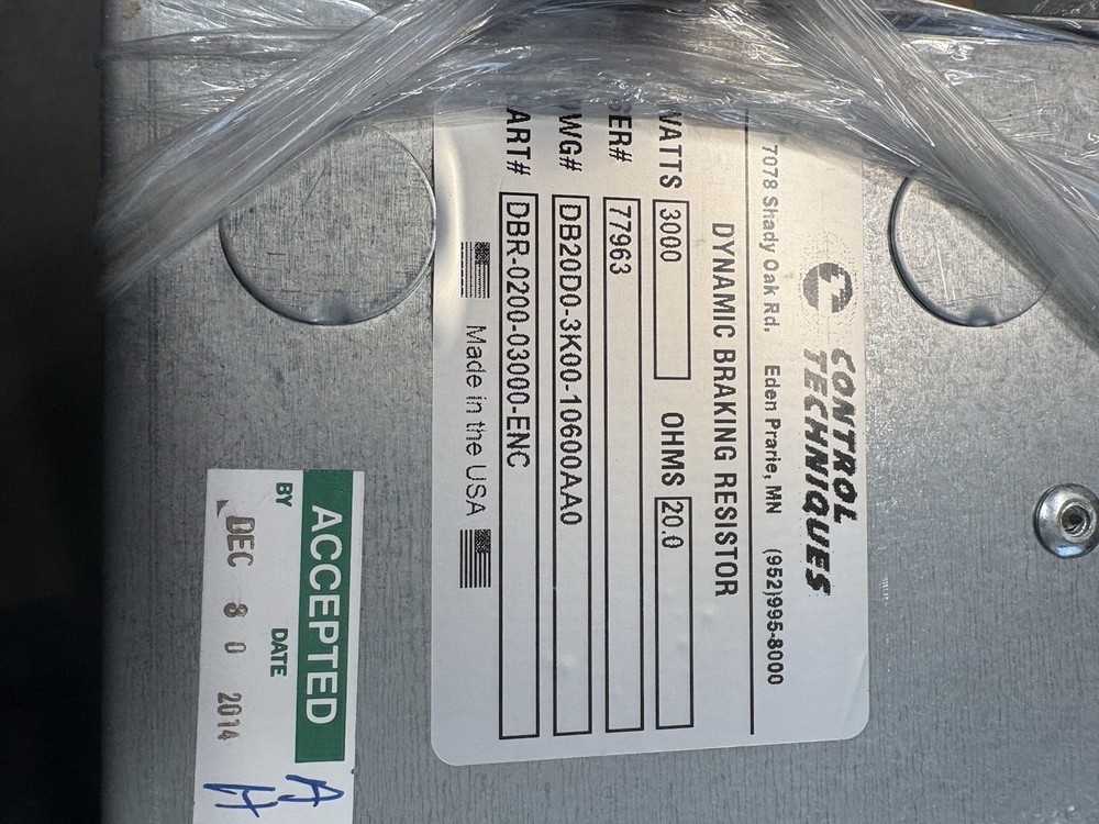 DBR-0200-03000-ENC Control Techniques Braking Resistors, DBR Series DYNAMIC