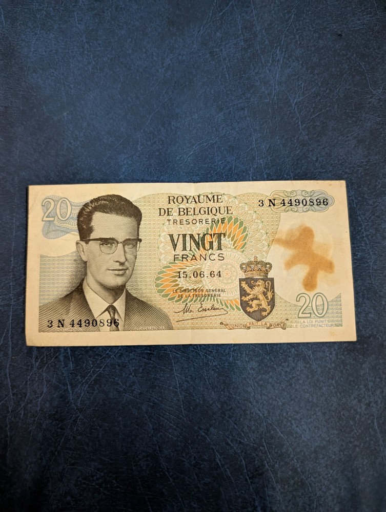 Twenty Vingt Francs 1964 Belgium Banknote