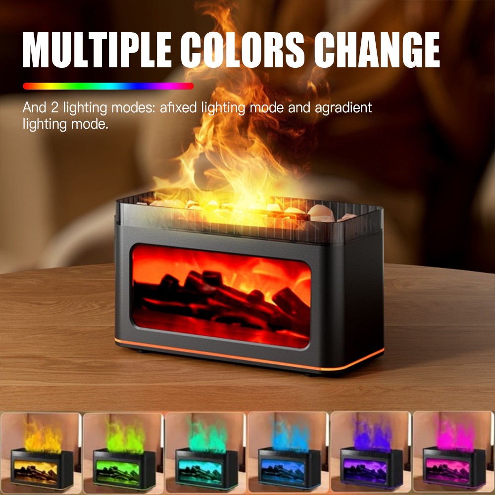 US 7 Colors Fireplace Flame Air Diffuser Humidifier Aromatherapy Remote Home Car