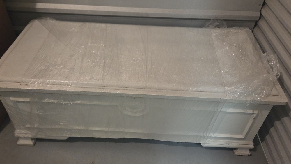 White Painted Wooden Cedar Chest Trunk Storage