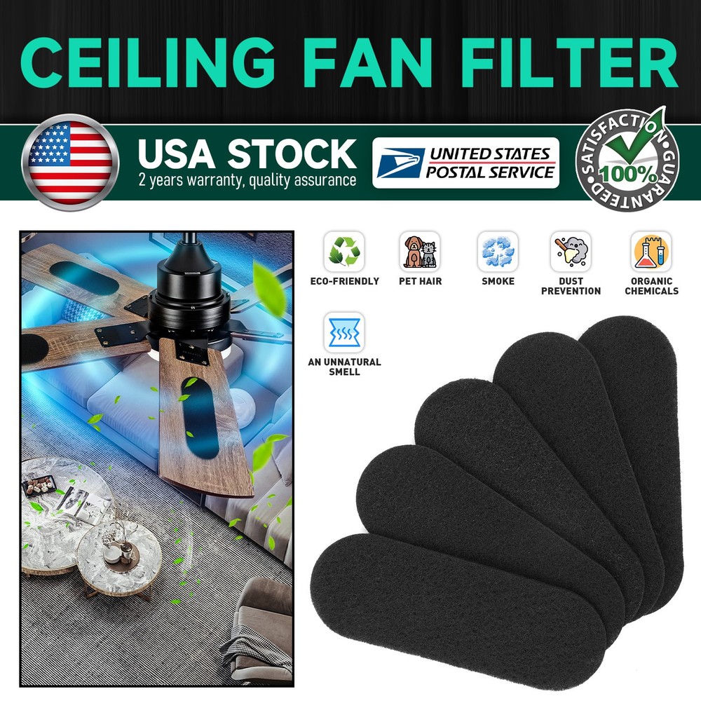 Universal Ceiling Fan Filters - Activated carbon Filter 5Pcs, Easy to replace