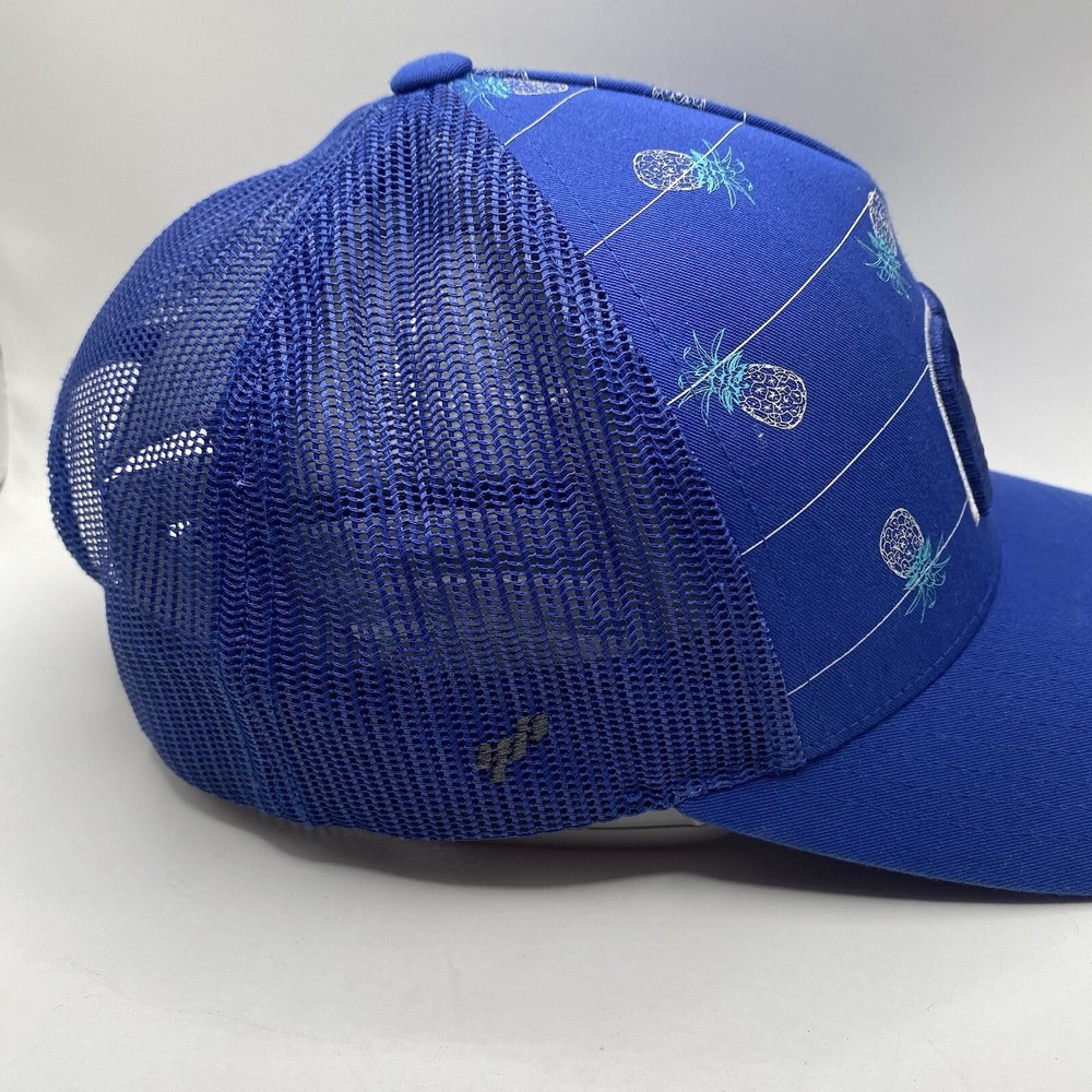 Travis Mathew Golf Hat Trucker Adjustable SnapBack Blue Pineapple Mesh Cleaned