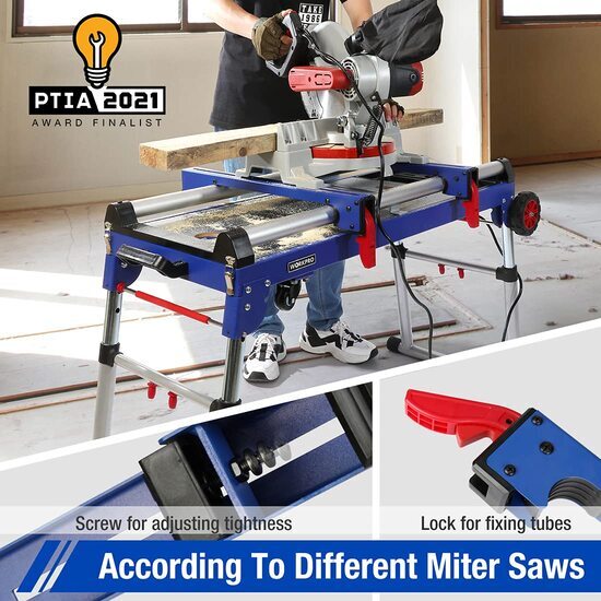 5-in-1 Portable Workbench Miter Saw Stand Quick Folding Worktable Adjustable Leg