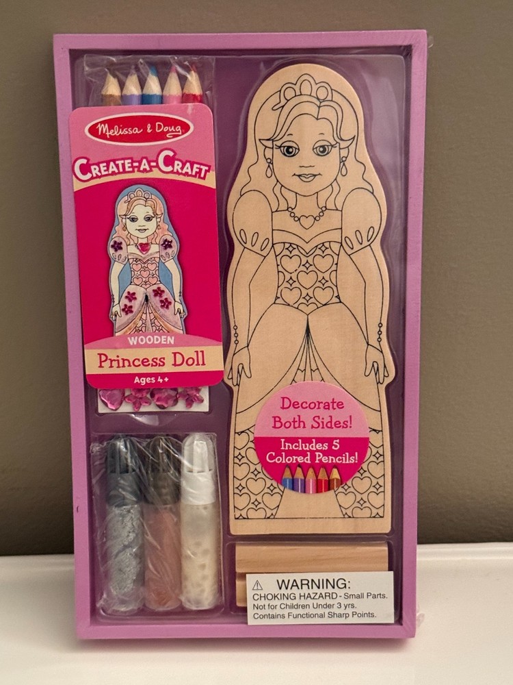 Melissa & Doug Create-A-Craft Wooden Princess Doll - NEW