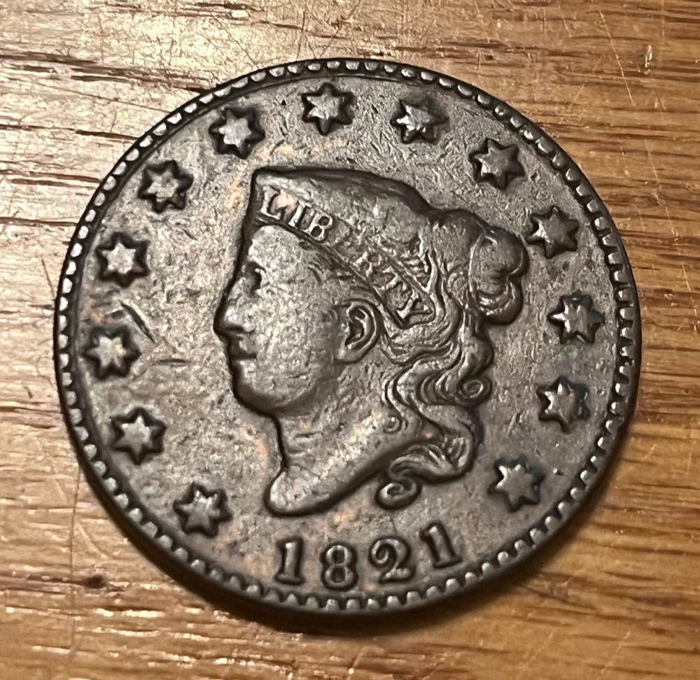 1821 Coronet large cent Fine / VF , nice. & Scarce