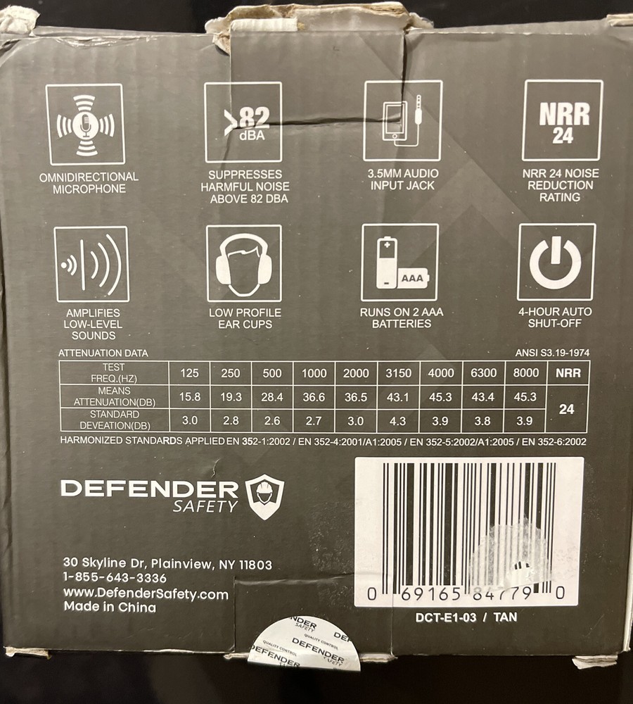 Decitech E1 Electronic Active Hearing Protection, Shooting, Range, Tan color