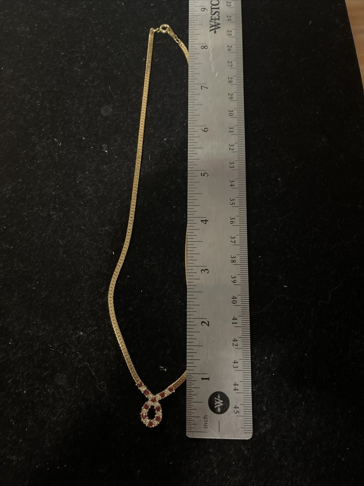Vintage Golden Infinity Red &white Gem Necklace