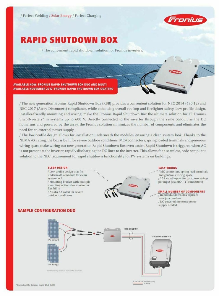 Fronius 4,240,153 Rapid Shutdown Box-Duo