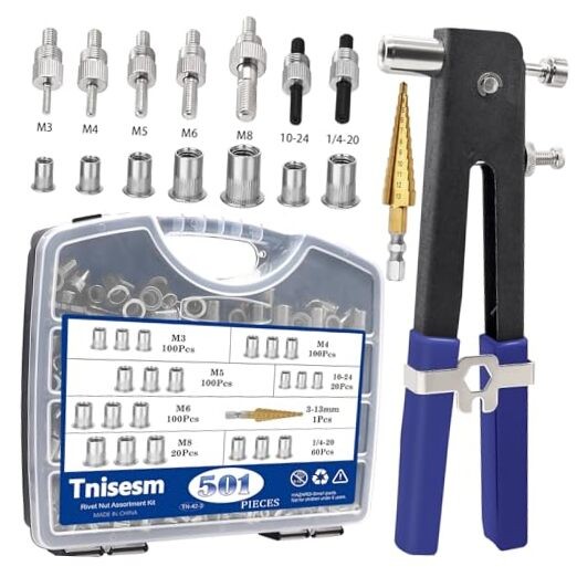 500Pcs Rivet Nut Tool Kit(1/4-20/10 7 Size Nutsert Tool Kit