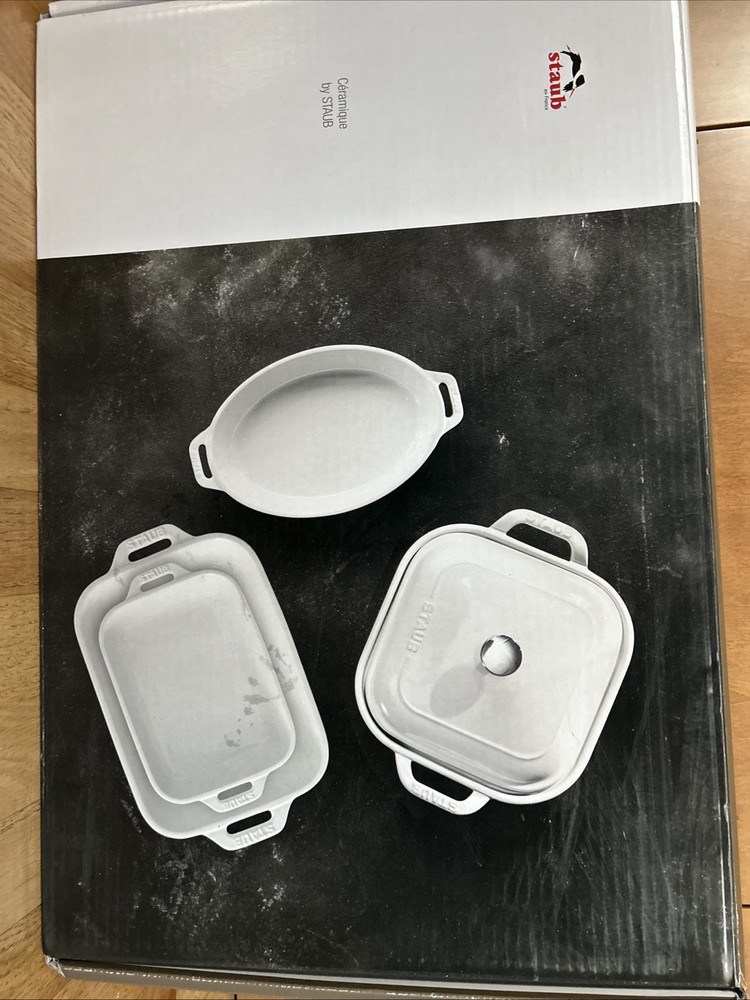 Staub Ceramique 4 Piece Rectangular Oval Baking Dish Set White