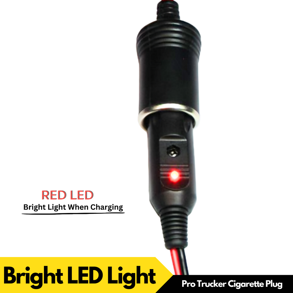 Pro Trucker 12V Replacement Cigarette Lighter Plug Power Adapter w/ LED Light
