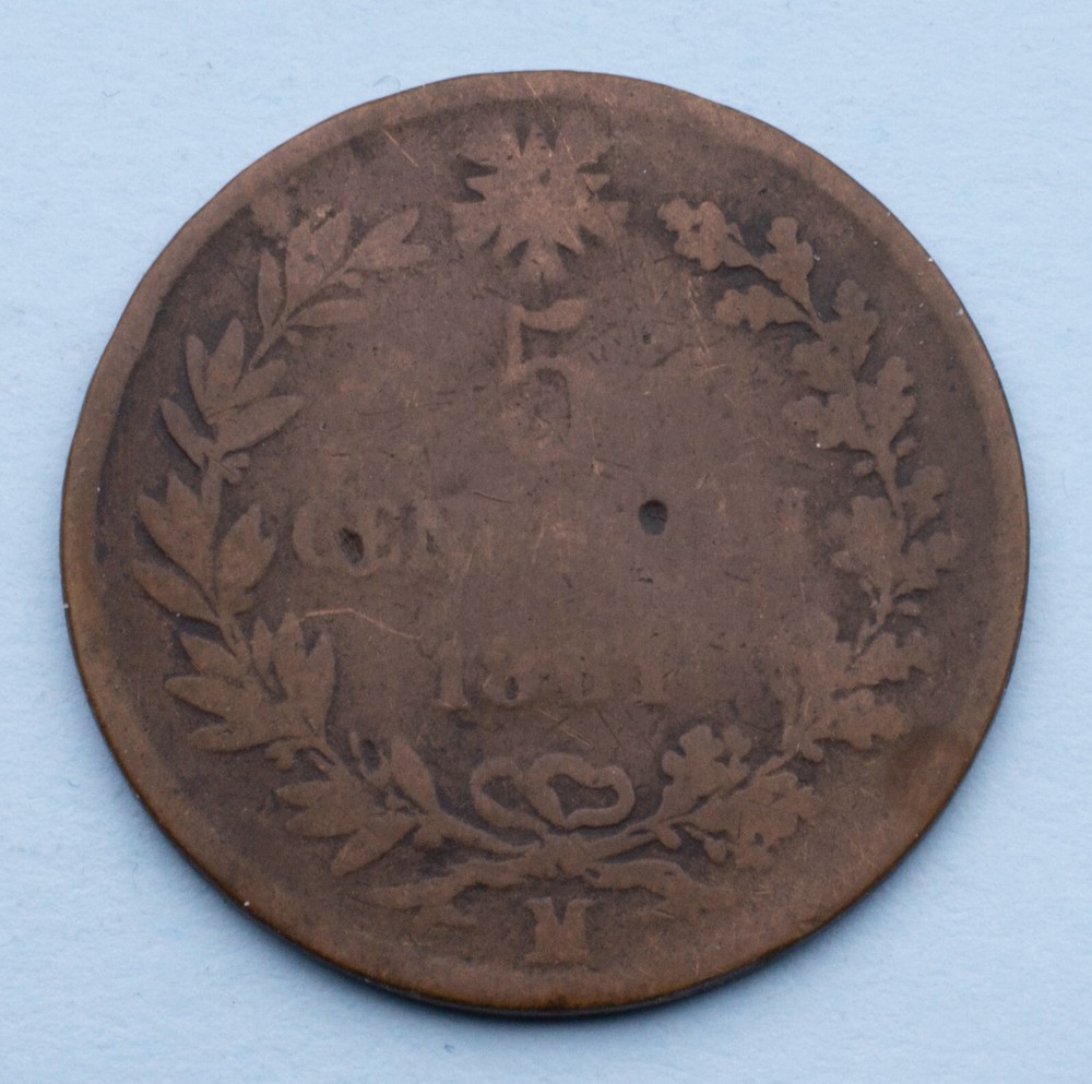1861 M Italy 5 Centesimi KM# 3.2