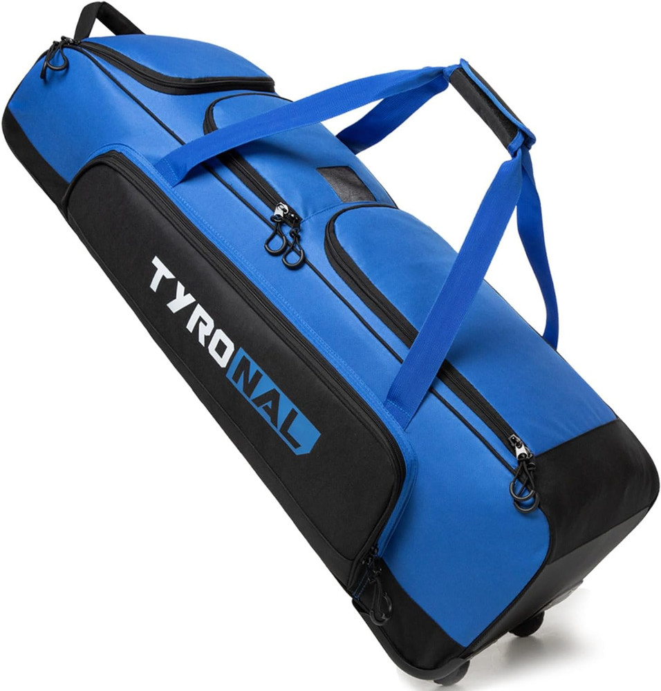 Baseball Bag with Wheels for 4 Bats,Soft Rolling Baseball Bag with Multi-Pockets