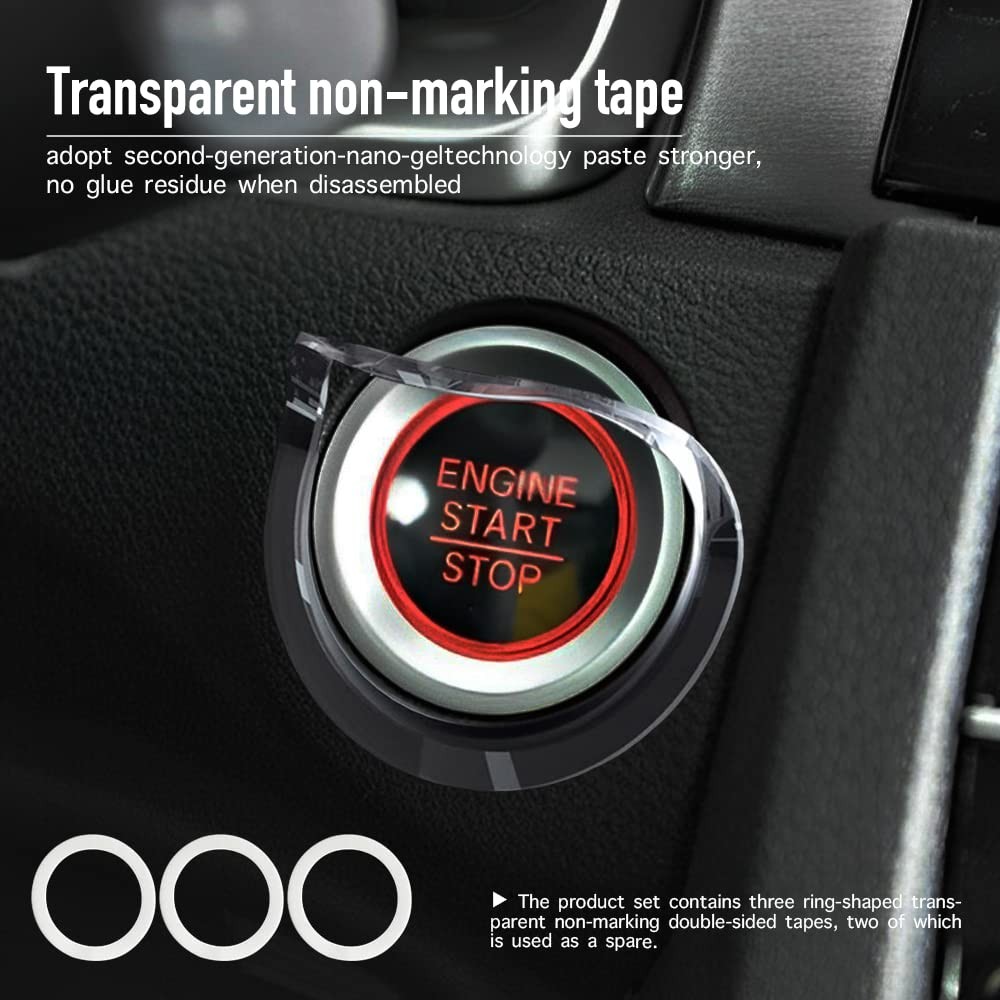 Red Push Start Button Cover for Car - Engine Stop Protector Accessory Push