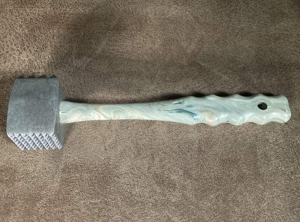 Vintage Melamine Meat Tenderizer  Mallet W Marbled Handle