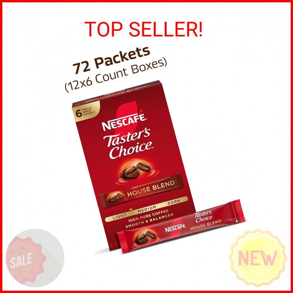 NESCAFÉ Taster's Choice, Instant Coffee Packets, Light Medium Roast Coffee, Hous