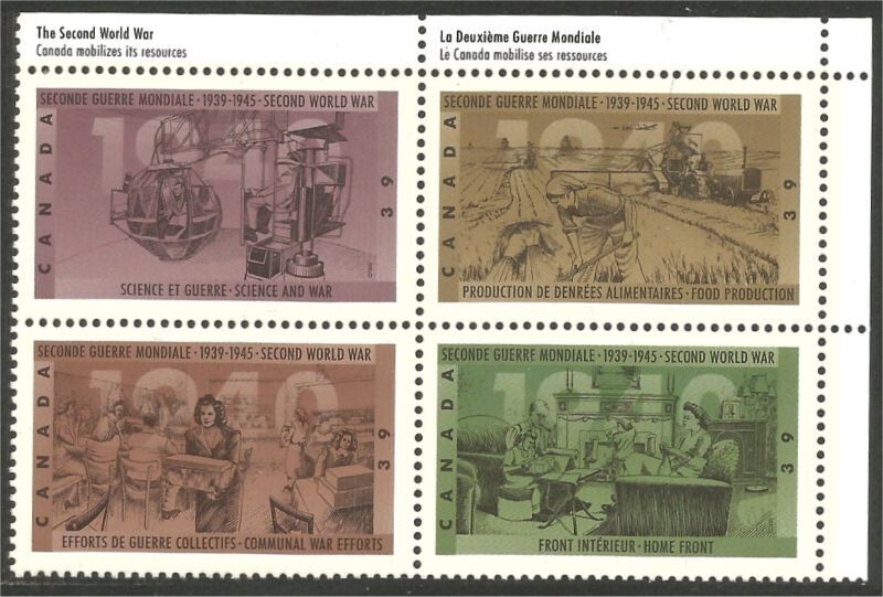 bsc100 Canada 1301a Resources War upper right Ashton-Potter plate block MNH **