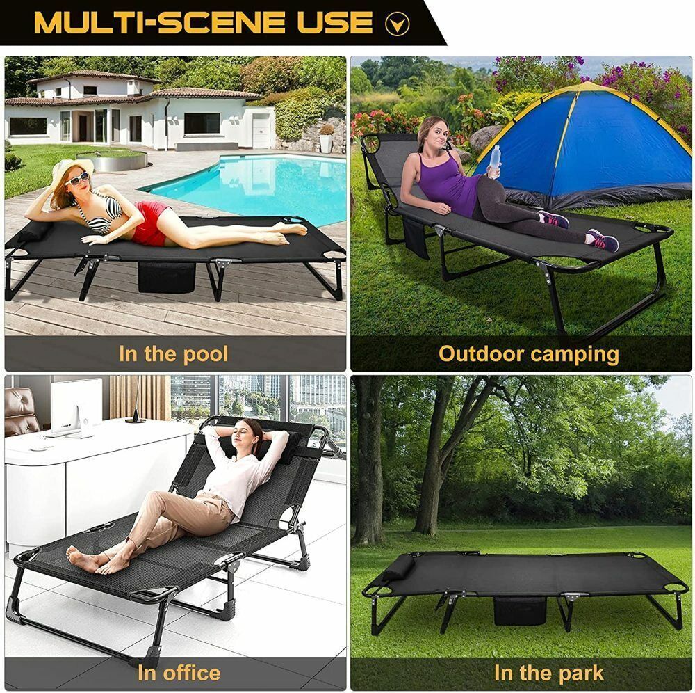 NAIZEA Oversized Folding Camping Cot for Adults 440lbs 4 Position Adjustable Cot