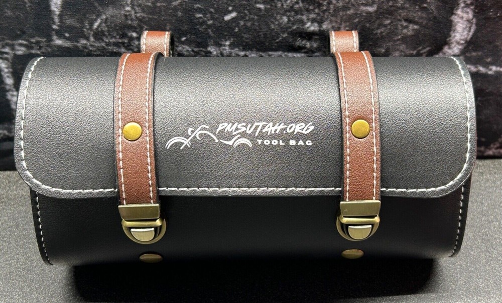Leather Bag Pouch Motorcycle Front Fork Rear Sissy Bar Tool Kit Holder Storage