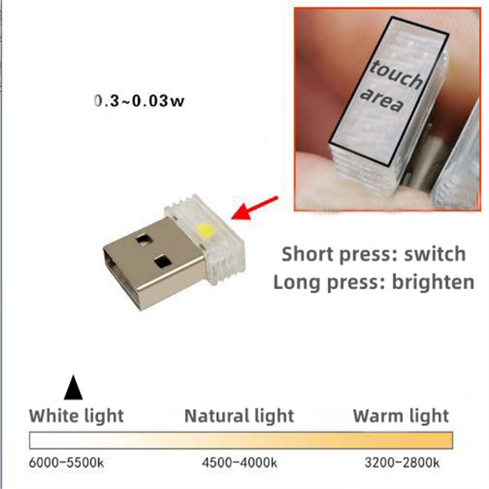 USBPortable Night Light LED Bedroom Dimmable Touch Energy-Saving With Switch