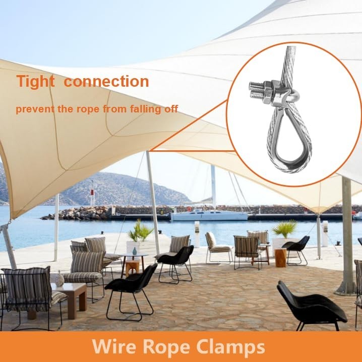 8-Piece Stainless Steel Cable Clamp & Thimble Set