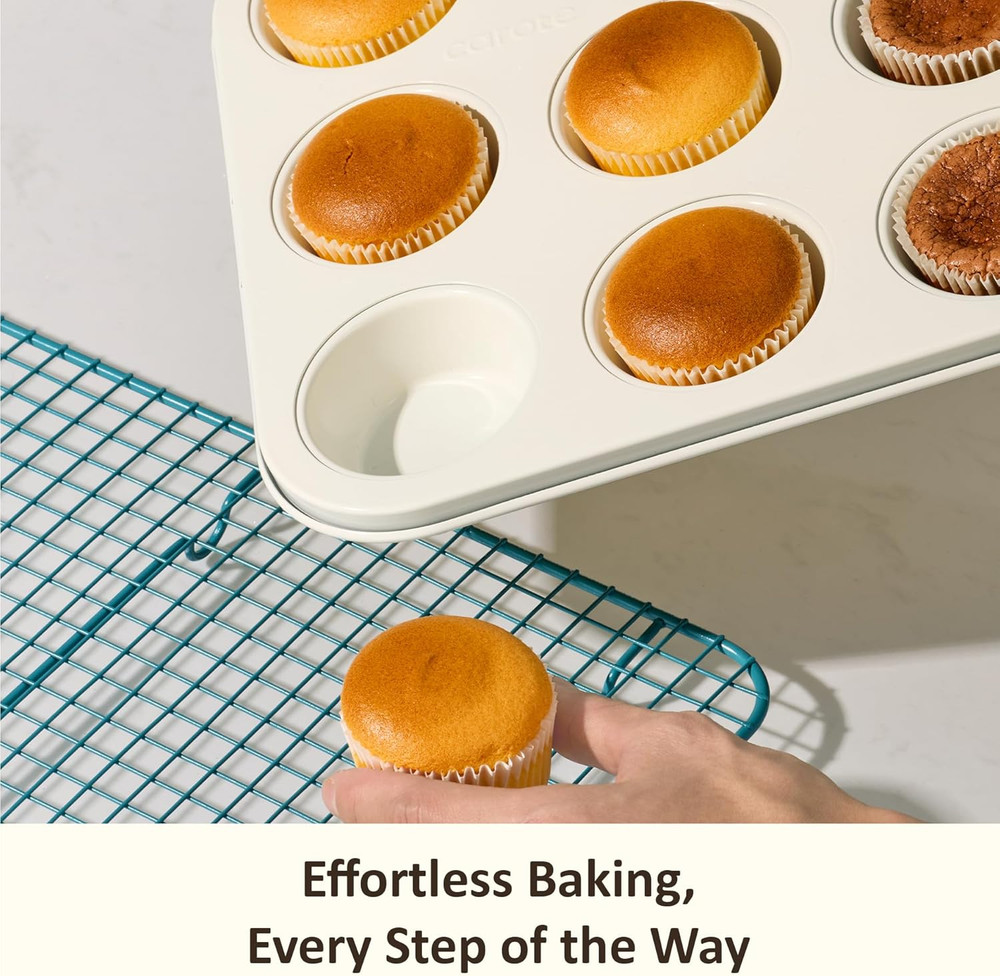 6-Piece Nonstick Ceramic Baking Pans Set - Bakeware Sets Including Cookie Sheets