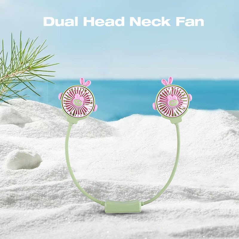 USB & Solar - Powered Visor Fan Hat Green