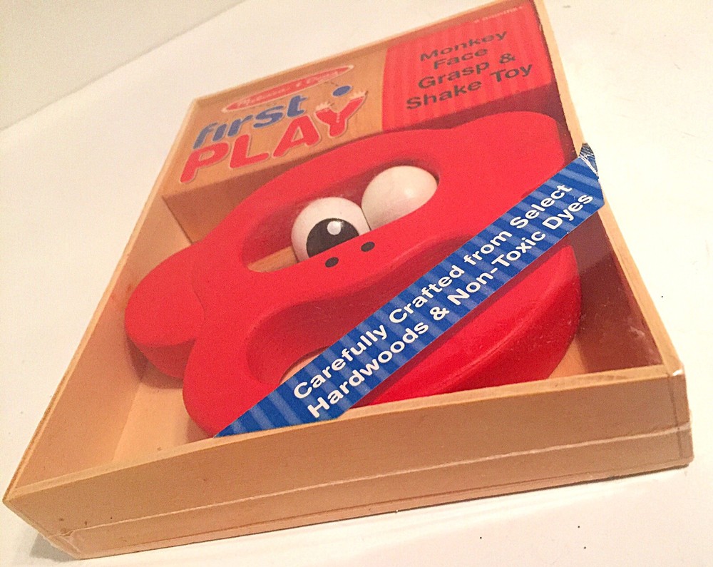 Melissa & Doug First Play Monkey Face Grasp & Shake Toy New Style #3005
