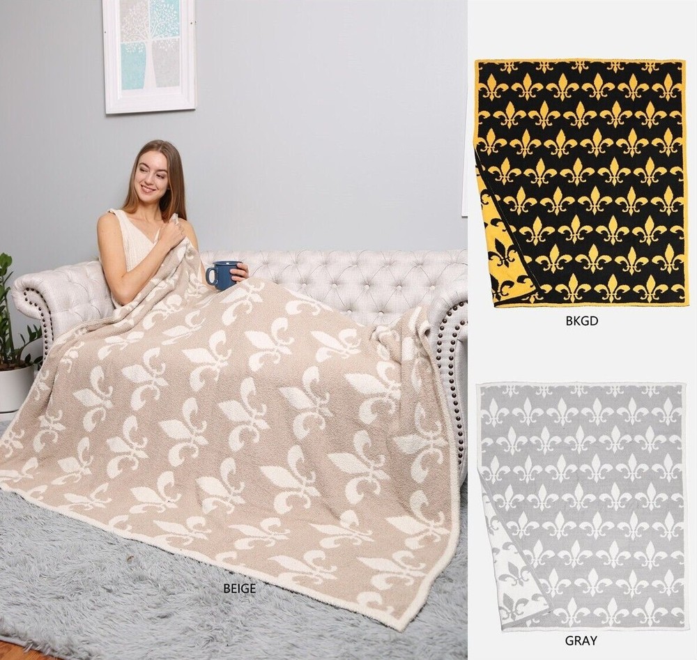 ComfyLuxe Fleur-De-Lis Pattern Throw Blanket