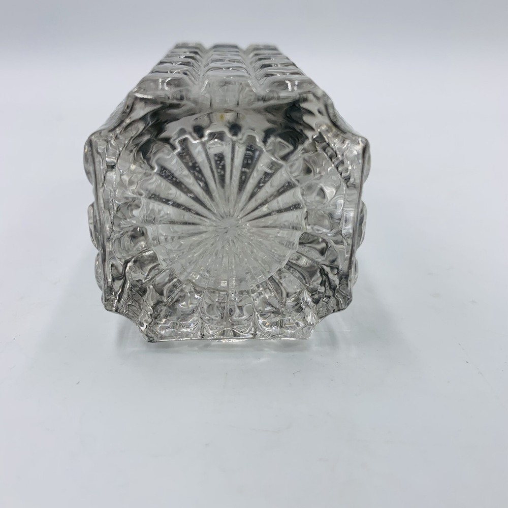 Pair EAPG Clear Glass Salt Pepper Shakers Square Diamond Hexagon Pattern